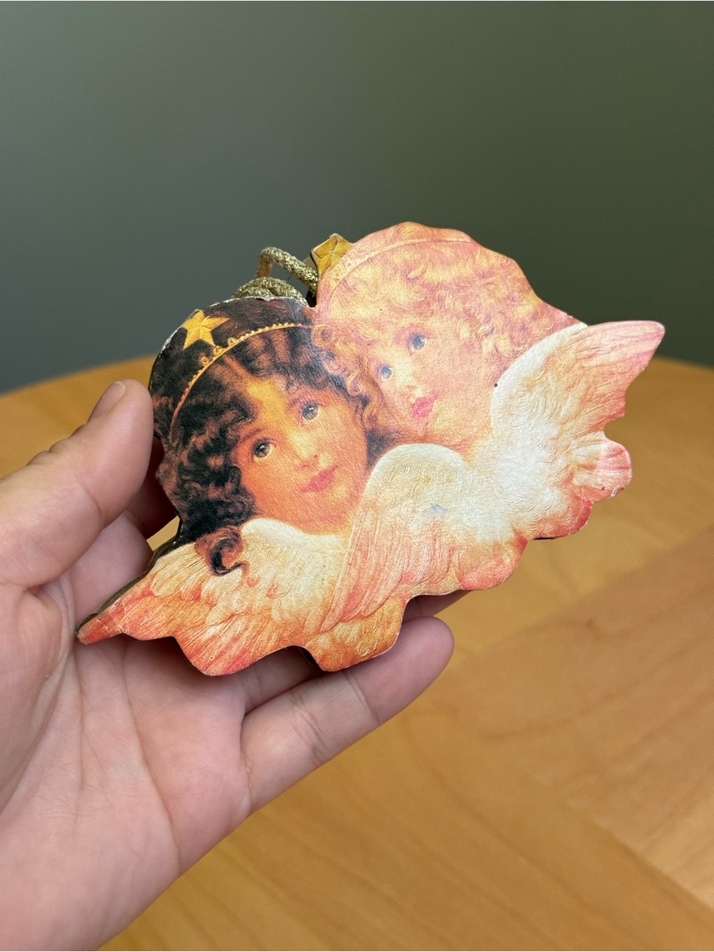 Vintage c1985 Renaissance Die Cut Angels Christmas Decoration Gift Bag Ornament